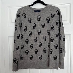 Gray 100% Cashmere Skull Sweater